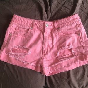 High Waisted Jean Shorts from F21 in Pink!